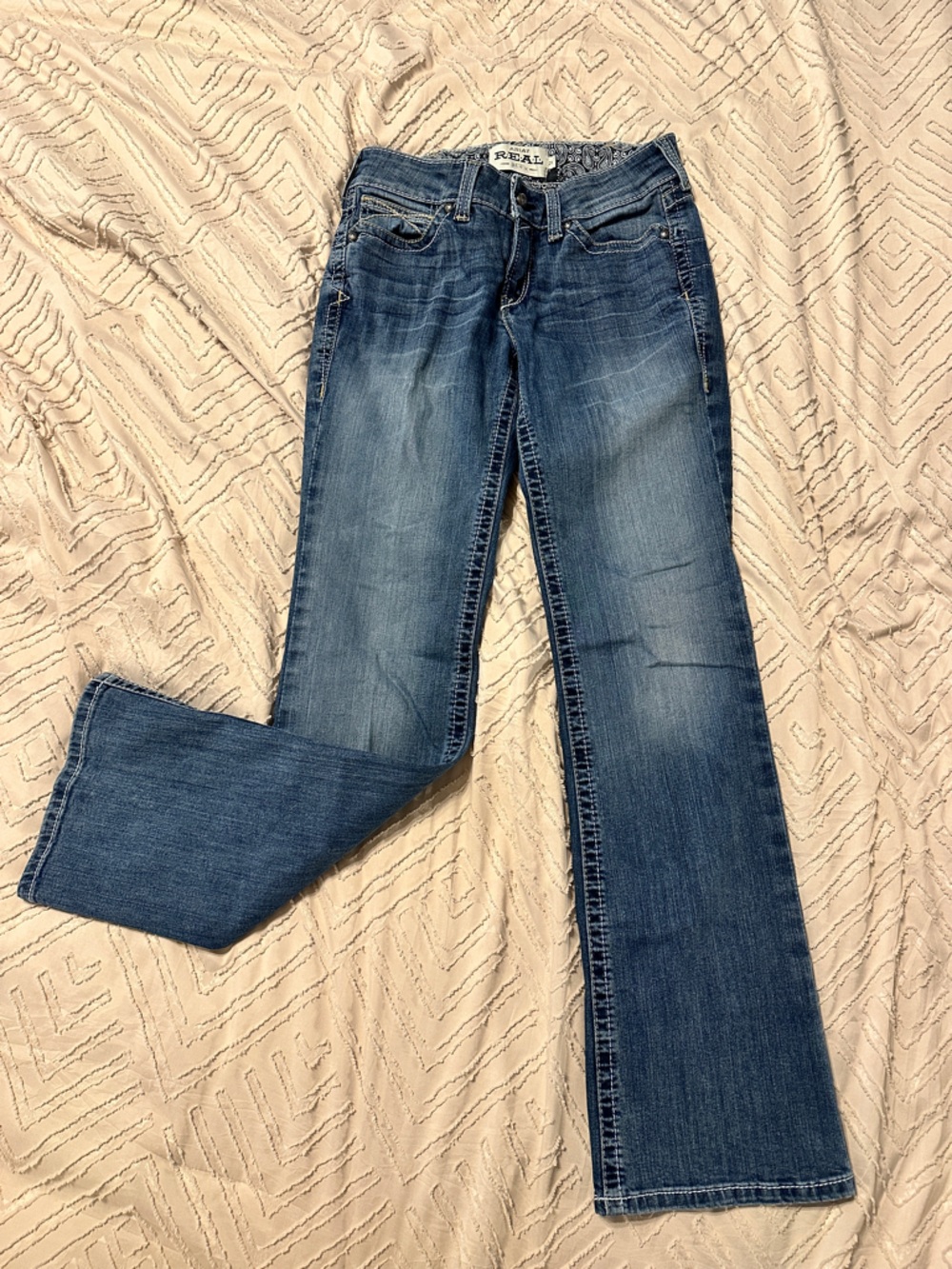 Ariat REAL Women’s Blue Embellished Back-Pocket Jeans 29L